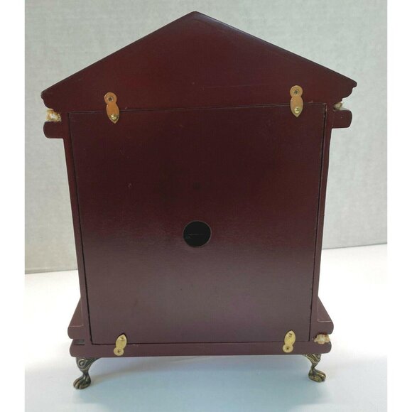 Cherry Wood Clock Mantel Desk Pomtrex Vintage Analog Footed Gold Trim 10 Inch - Picture 2 of 13
